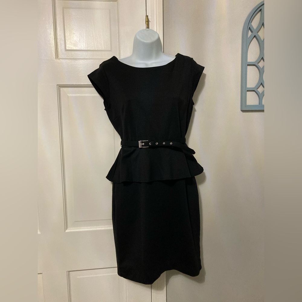 New York & Company Black Belted Midi Dress